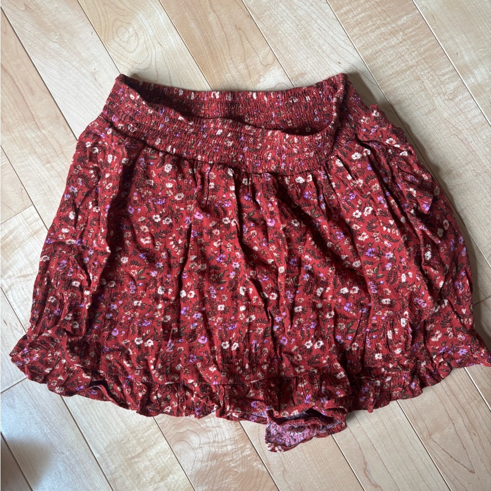 American Eagle Outfitters Red Floral Skirt
